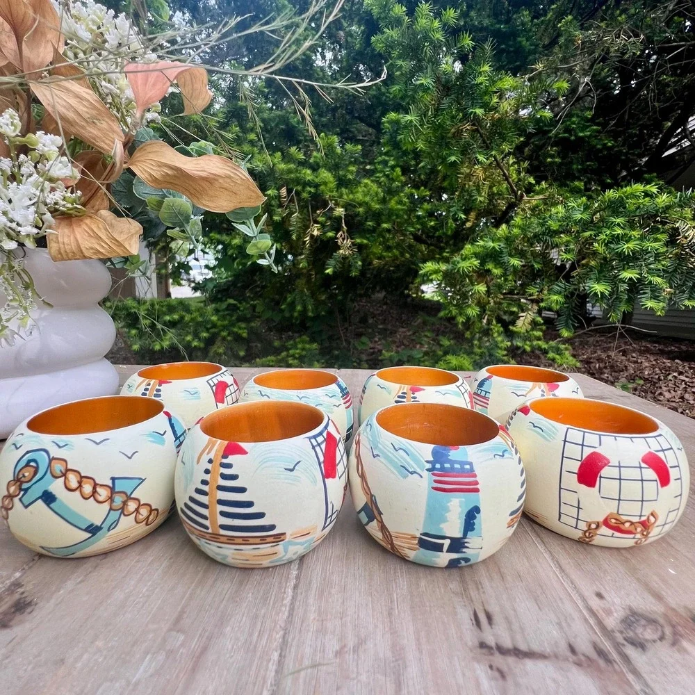 Hand-Painted Wooden Beach/Tropical/Nautical Napkin Holders | Set of 8